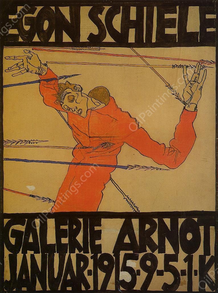 Self Portrait as St. Sebastian poster by Egon Schiele - Hand-Painted Oil Painting Reproduction