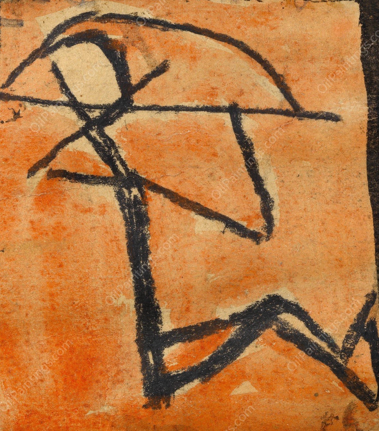 Strichmannchen mit Bogen  by Egon Schiele - Hand-Painted Oil Painting Reproduction