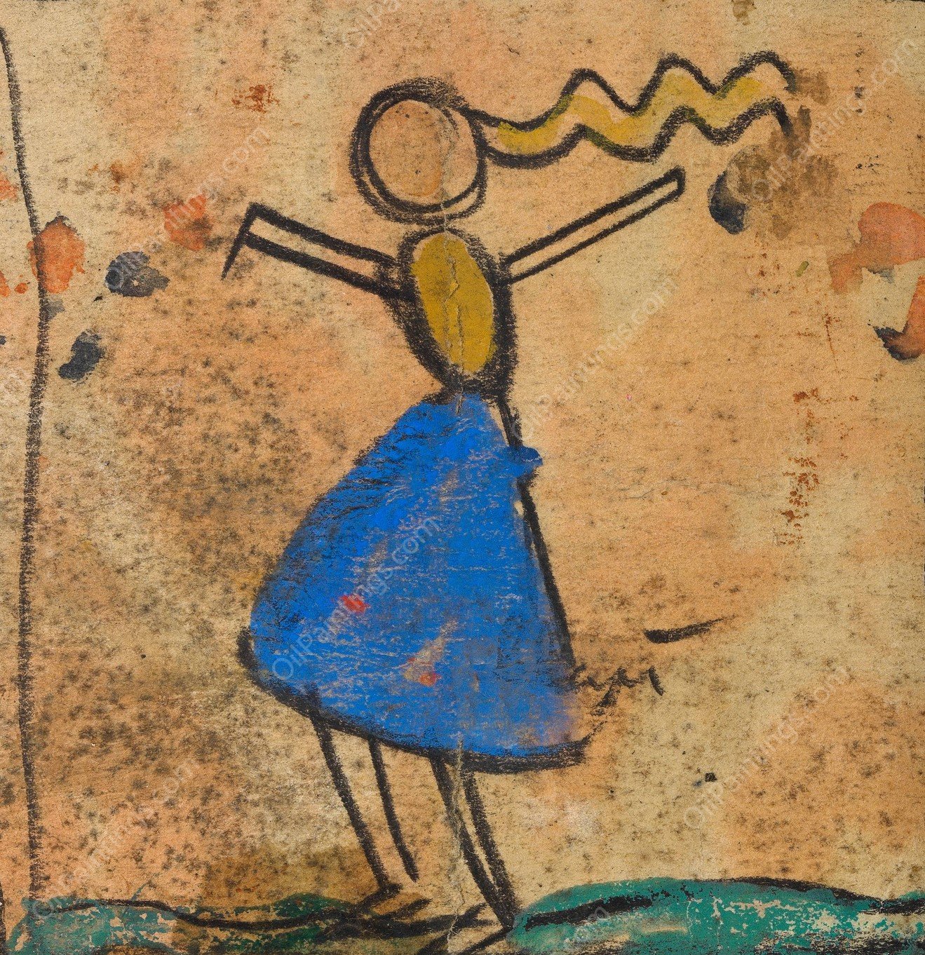 Tanzerin mit blauem Rock  by Egon Schiele - Hand-Painted Oil Painting Reproduction