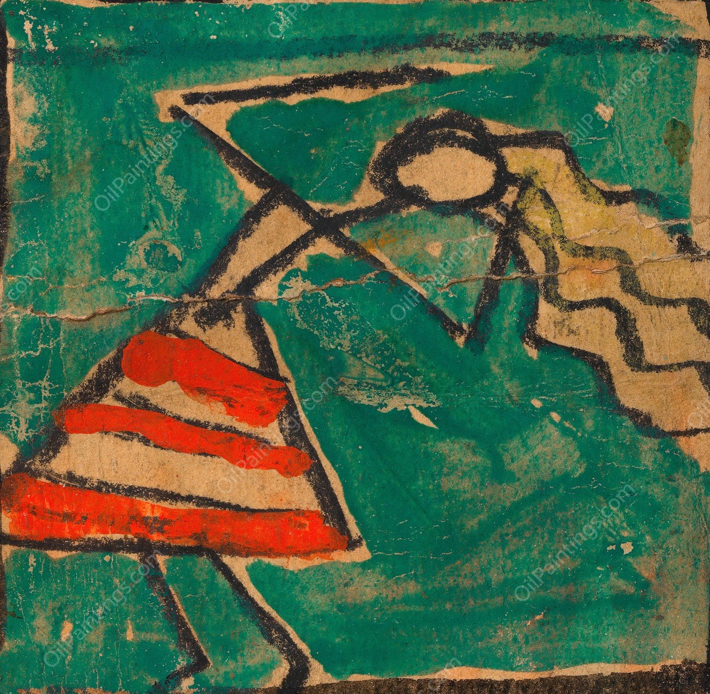 Tanzerin mit rot-weisem Rock  by Egon Schiele - Hand-Painted Oil Painting Reproduction