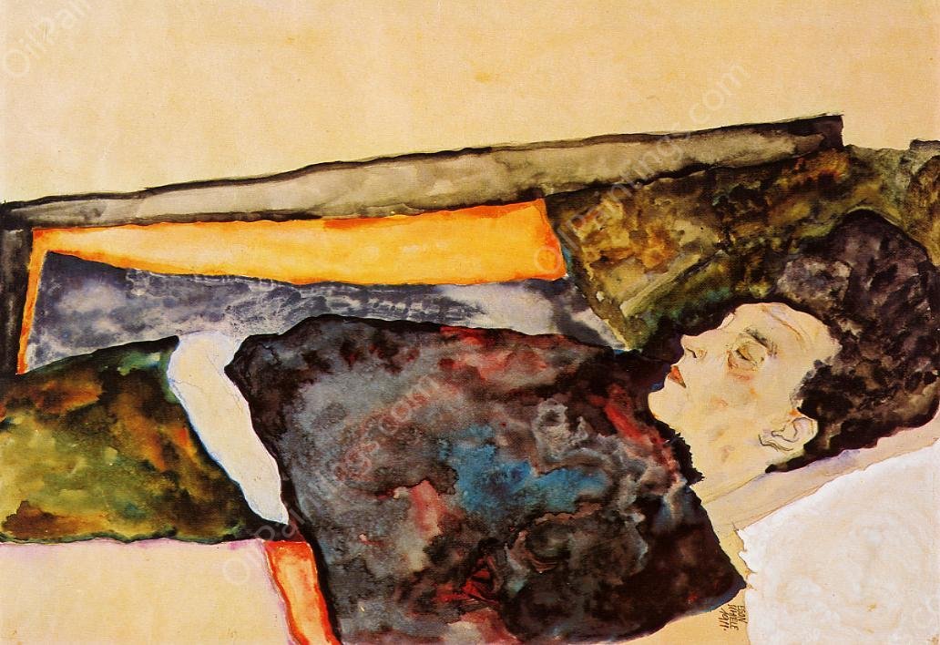 The Artist's Mother, Sleeping by Egon Schiele - Hand-Painted Oil Painting Reproduction
