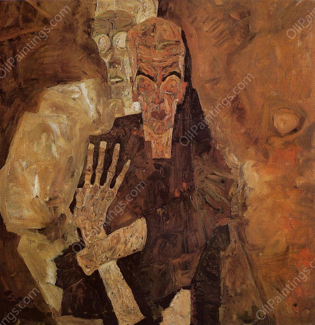 The Self-Seers II also known as Death and Man by Egon Schiele - Hand-Painted Oil Painting Reproduction