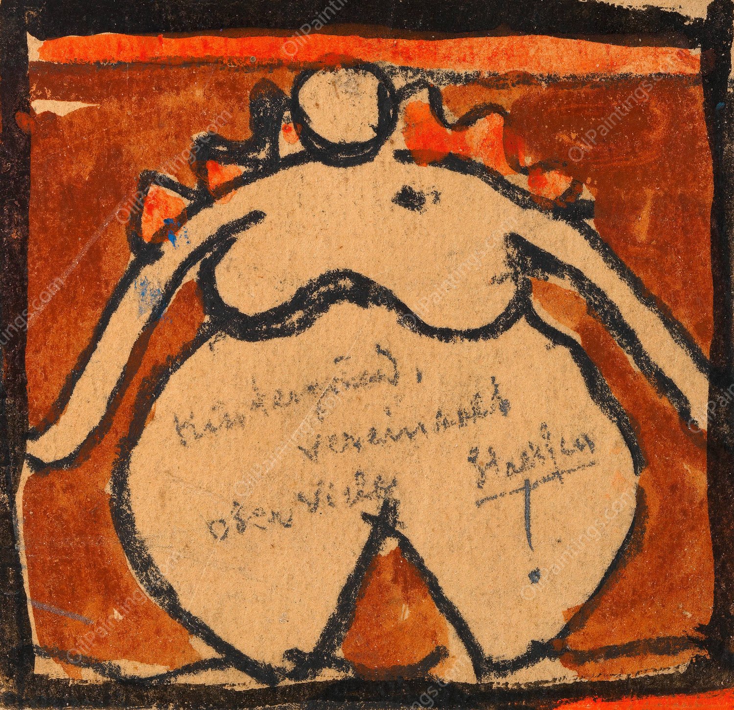 uppiger weiblicher Akt  by Egon Schiele - Hand-Painted Oil Painting Reproduction