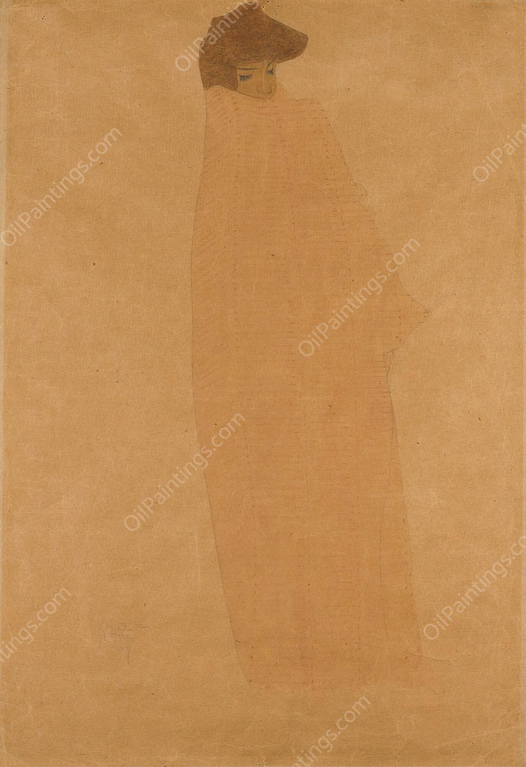 Verschleiertes Jahr  by Egon Schiele - Hand-Painted Oil Painting Reproduction