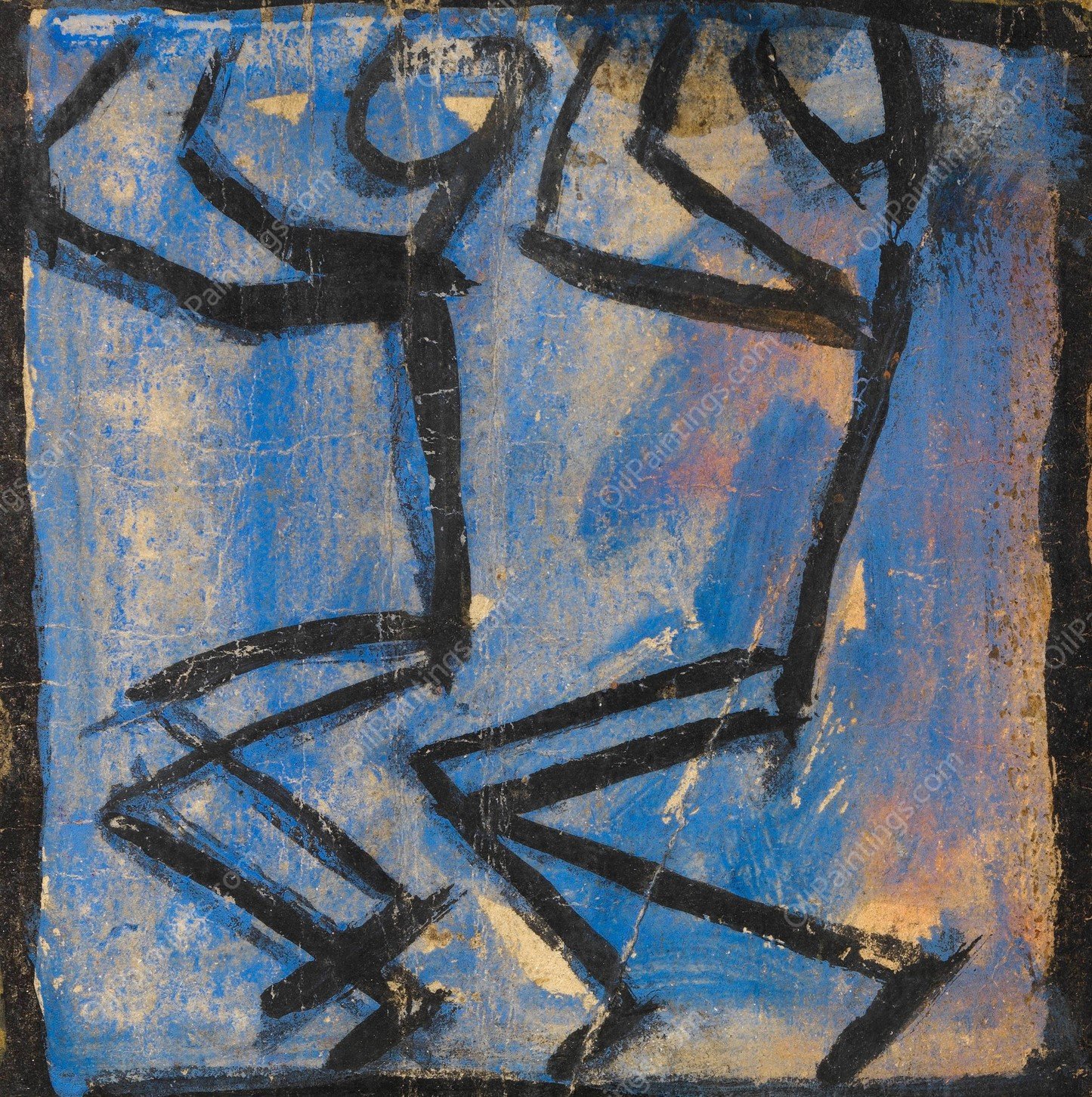 zwei Strichmannchen  by Egon Schiele - Hand-Painted Oil Painting Reproduction