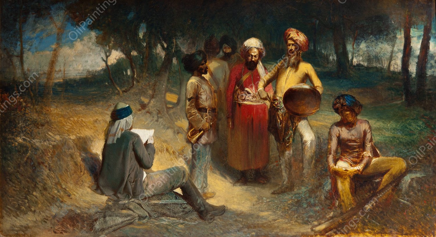 Examining the Spy. Motif from the Indian Mutiny  by Egron Lundgren - Hand-Painted Oil Painting Reproduction