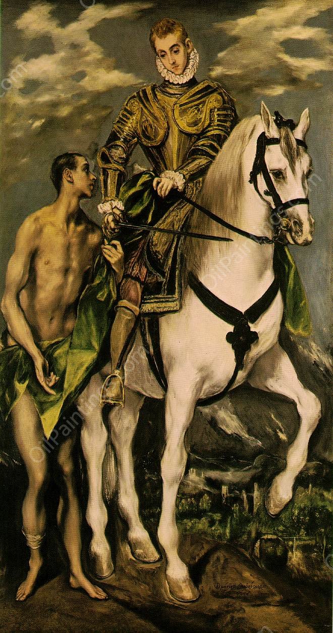 St. Martin and the Beggar by El Greco - Hand-Painted Oil Painting Reproduction