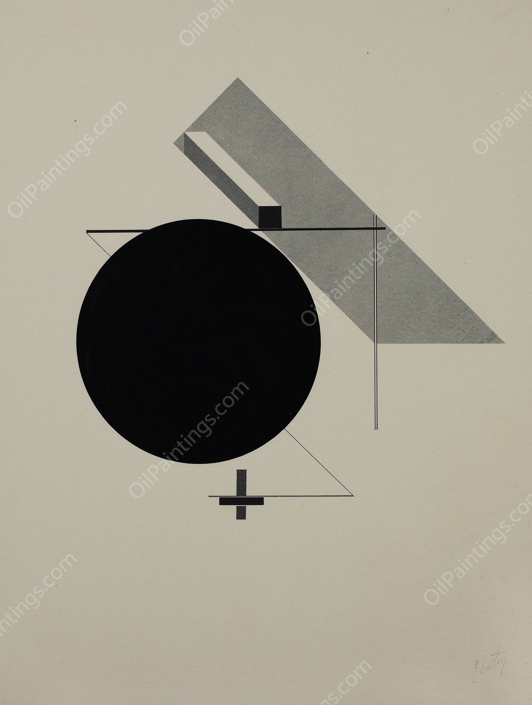 Kestnermappe Proun, Rob. Levnis and Chapman GmbH Hannover #5  by El Lissitzky - Hand-Painted Oil Painting Reproduction