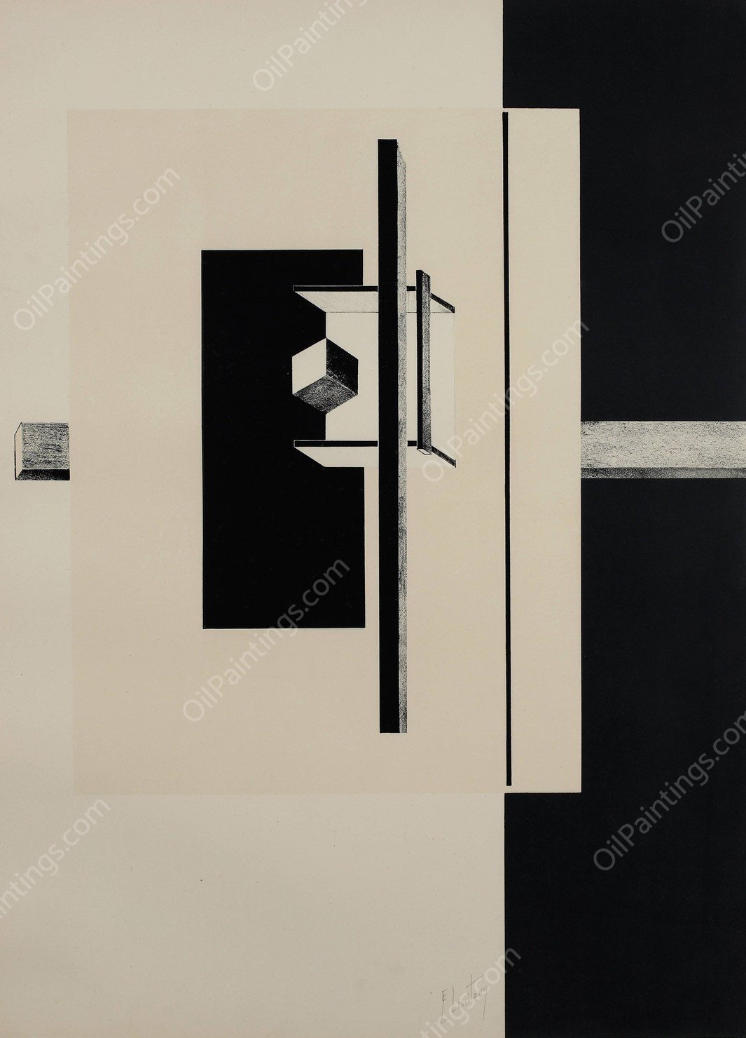 Kestnermappe Proun, Rob. Levnis and Chapman GmbH Hannover #7  by El Lissitzky - Hand-Painted Oil Painting Reproduction