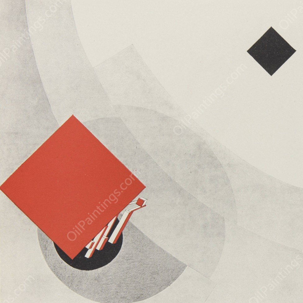 Suprematisch worden van tWee kWA drA ten in 6 konstrukties Pl. 1  by El Lissitzky - Hand-Painted Oil Painting Reproduction