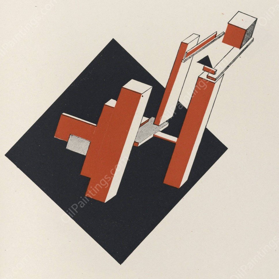 Suprematisch worden van tWee kWA drA ten in 6 konstrukties Pl. 10  by El Lissitzky - Hand-Painted Oil Painting Reproduction