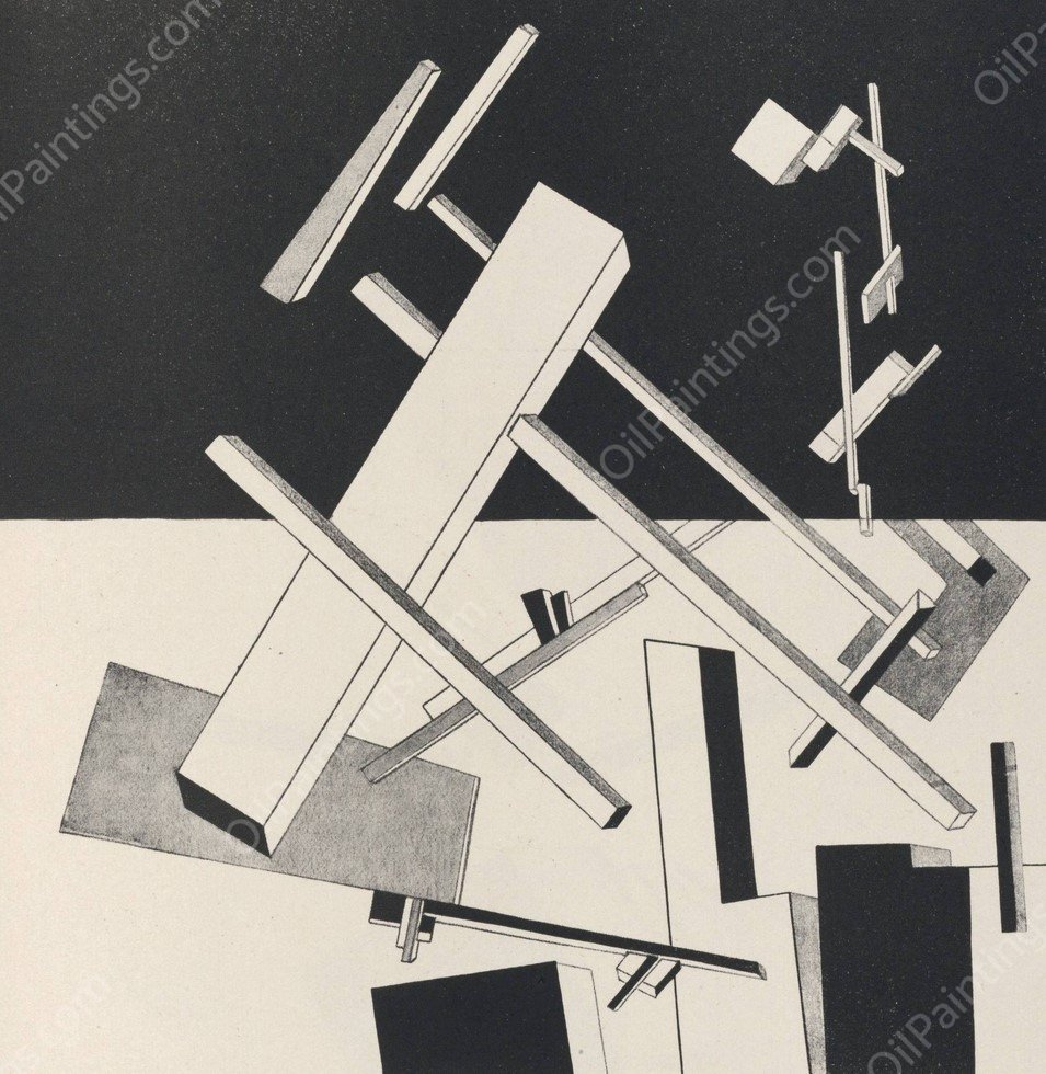 Suprematisch worden van tWee kWA drA ten in 6 konstrukties Pl. 6  by El Lissitzky - Hand-Painted Oil Painting Reproduction
