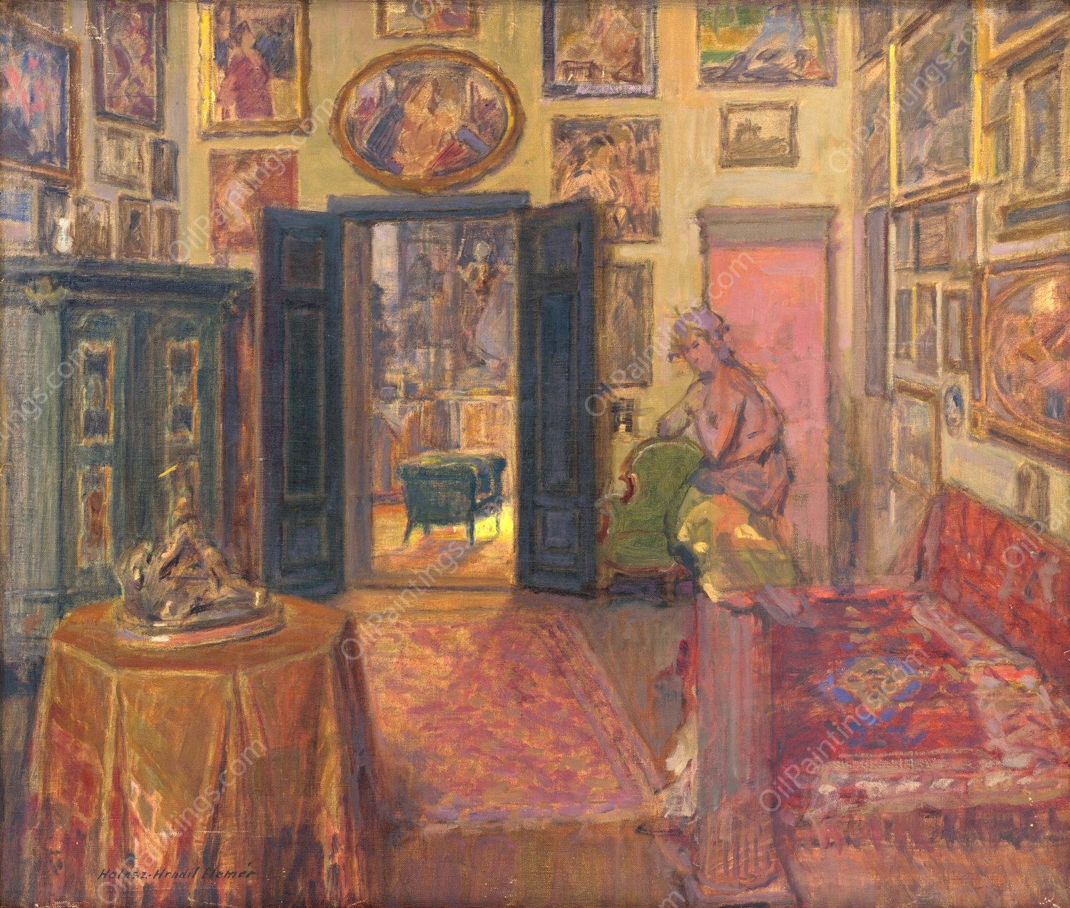 Atelier  by Elemir Halasz-Hradil - Hand-Painted Oil Painting Reproduction