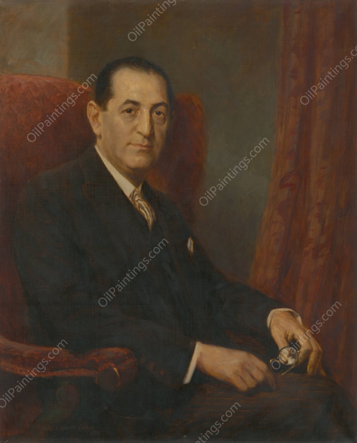 Portrait of a man  by Elemir Halasz-Hradil - Hand-Painted Oil Painting Reproduction