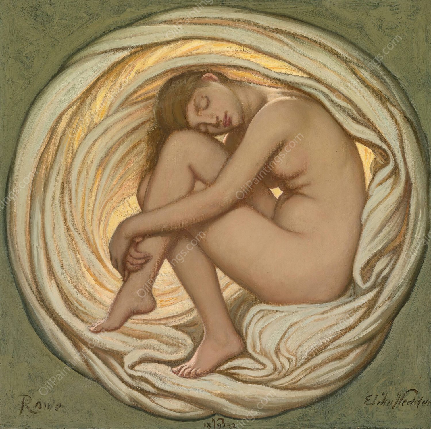 The Heart Of The Rose  by Elihu Vedder - Hand-Painted Oil Painting Reproduction
