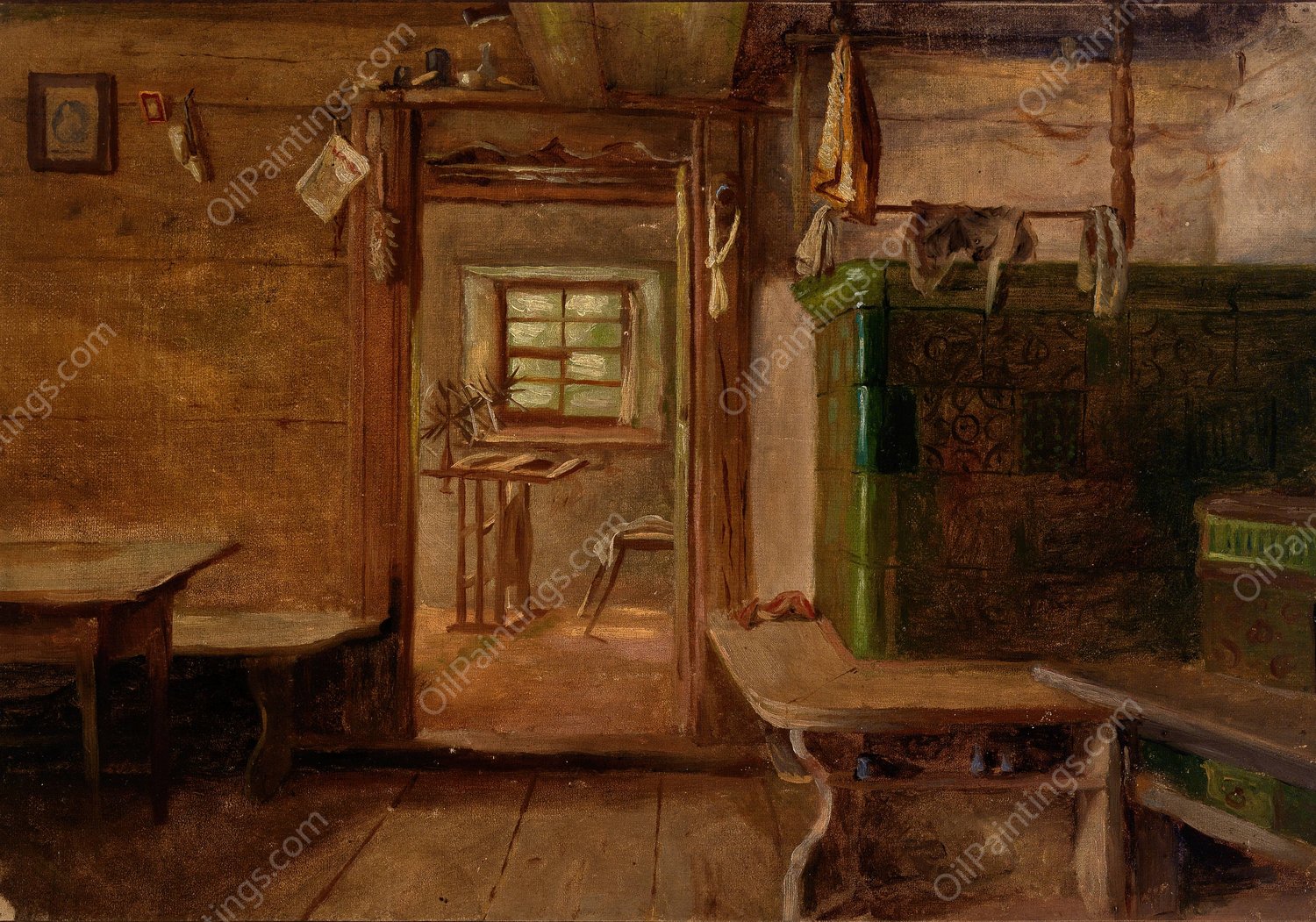 Interior of a House by Eliphalet Fraser Andrews - Hand-Painted Oil Painting Reproduction
