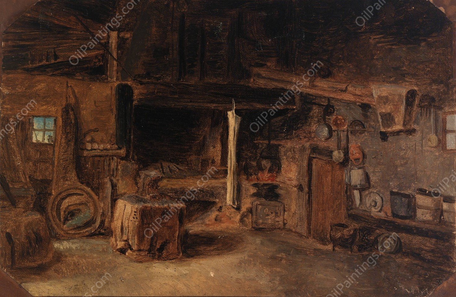 Interior of a Smithy by Eliphalet Fraser Andrews - Hand-Painted Oil Painting Reproduction