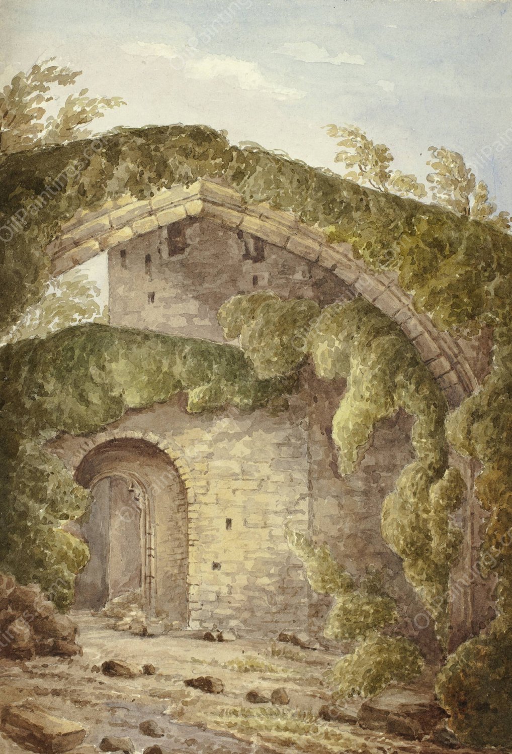 Interior of Conway Castle  by Elizabeth Murray - Hand-Painted Oil Painting Reproduction