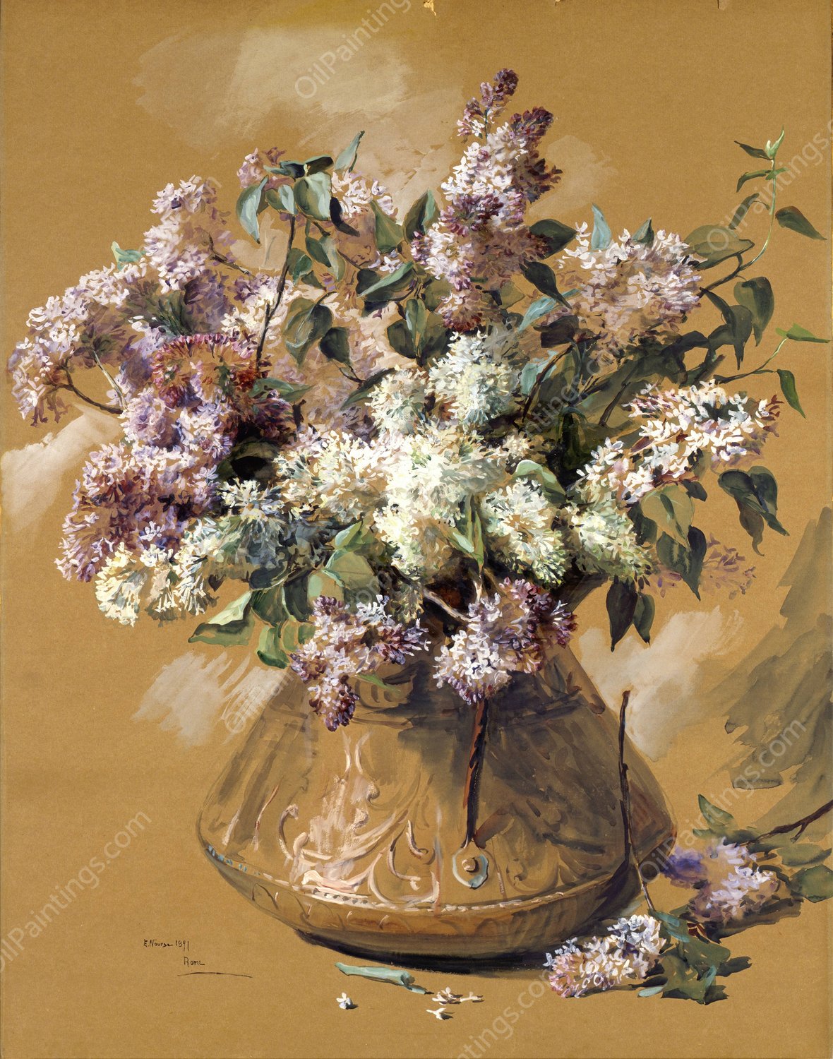 Lilacs  by Elizabeth Nourse - Hand-Painted Oil Painting Reproduction