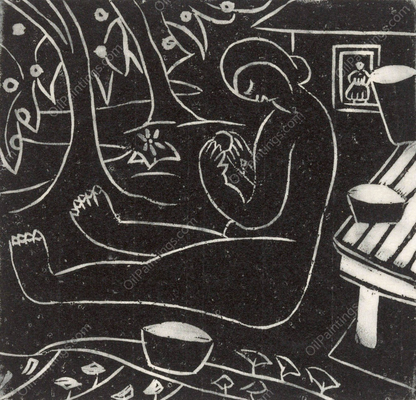 Zittende vrouw  by Else Berg - Hand-Painted Oil Painting Reproduction