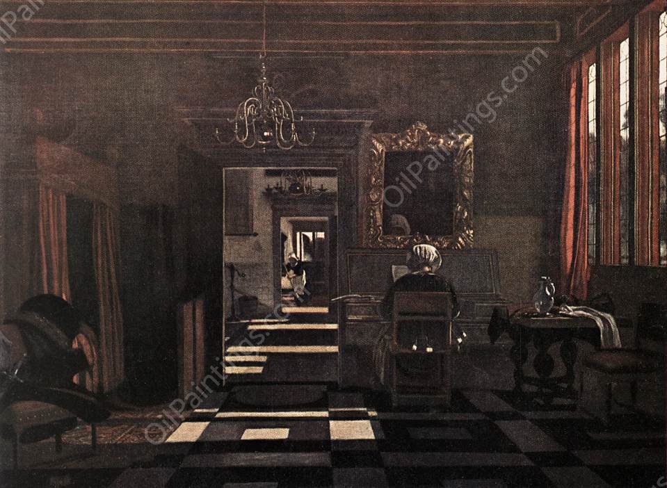 Interior with a Woman at the Virginals by Emanuel De Witte - Hand-Painted Oil Painting Reproduction
