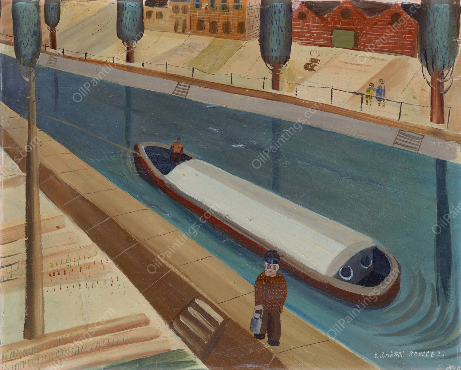 Motiv aus Brugge  by Emanuel Schottli - Hand-Painted Oil Painting Reproduction