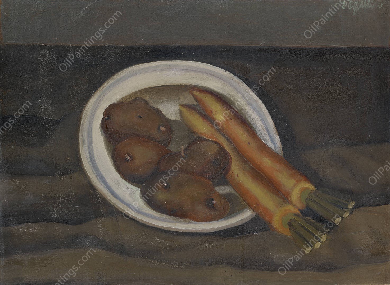 Stillleben Mit Ruben Und Kartoffeln  by Emanuel Schottli - Hand-Painted Oil Painting Reproduction