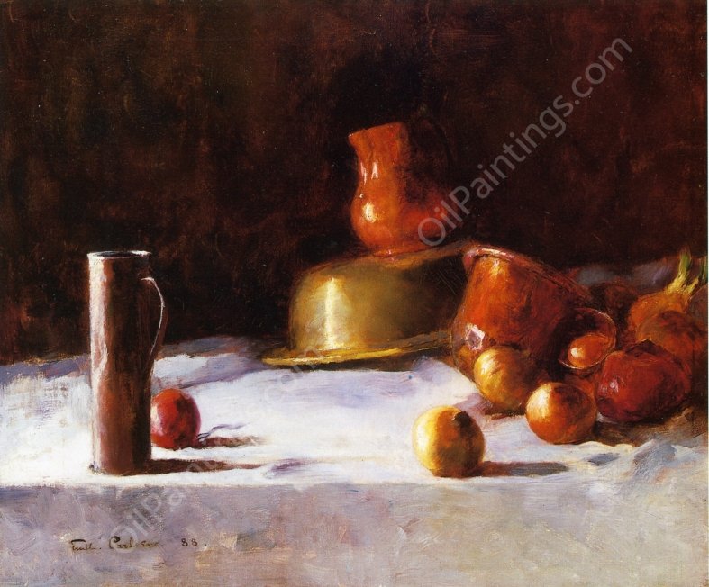 Still Life with Copper, Brass and Onions by Emil Carlsen - Hand-Painted Oil Painting Reproduction