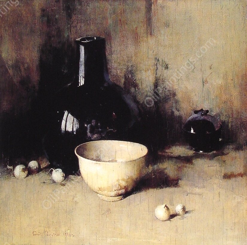 Still Life with Self Portrait Reflection by Emil Carlsen - Hand-Painted Oil Painting Reproduction