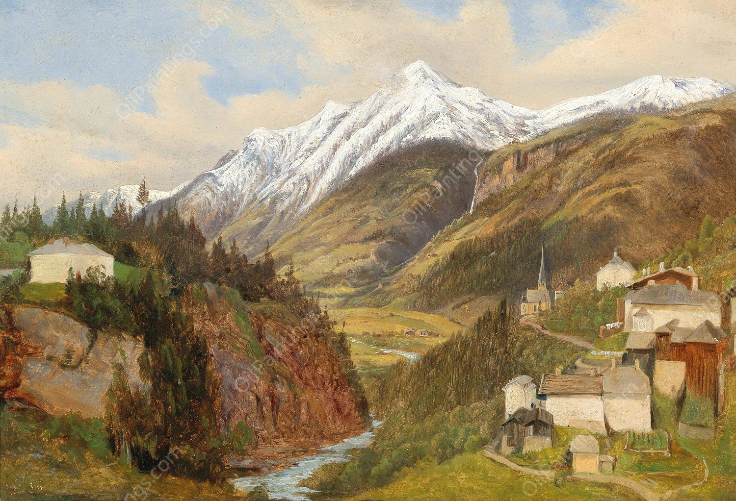 Bad Gastein by Emil Ludwig Lohr - Hand-Painted Oil Painting Reproduction