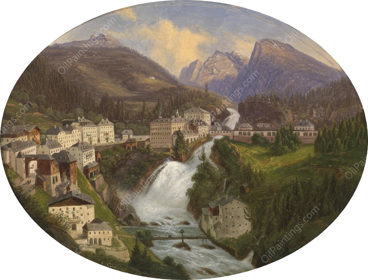 Blick auf Bad Gastein by Emil Ludwig Lohr - Hand-Painted Oil Painting Reproduction