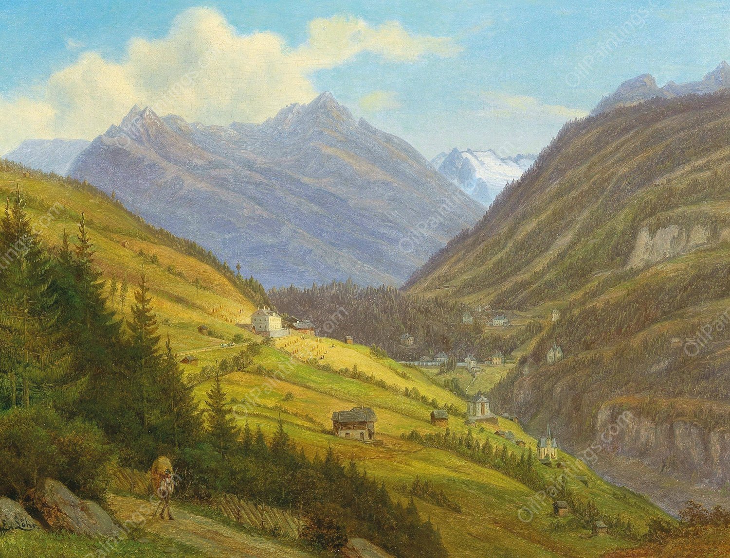 Scene from the Gasteinertal by Emil Ludwig Lohr - Hand-Painted Oil Painting Reproduction