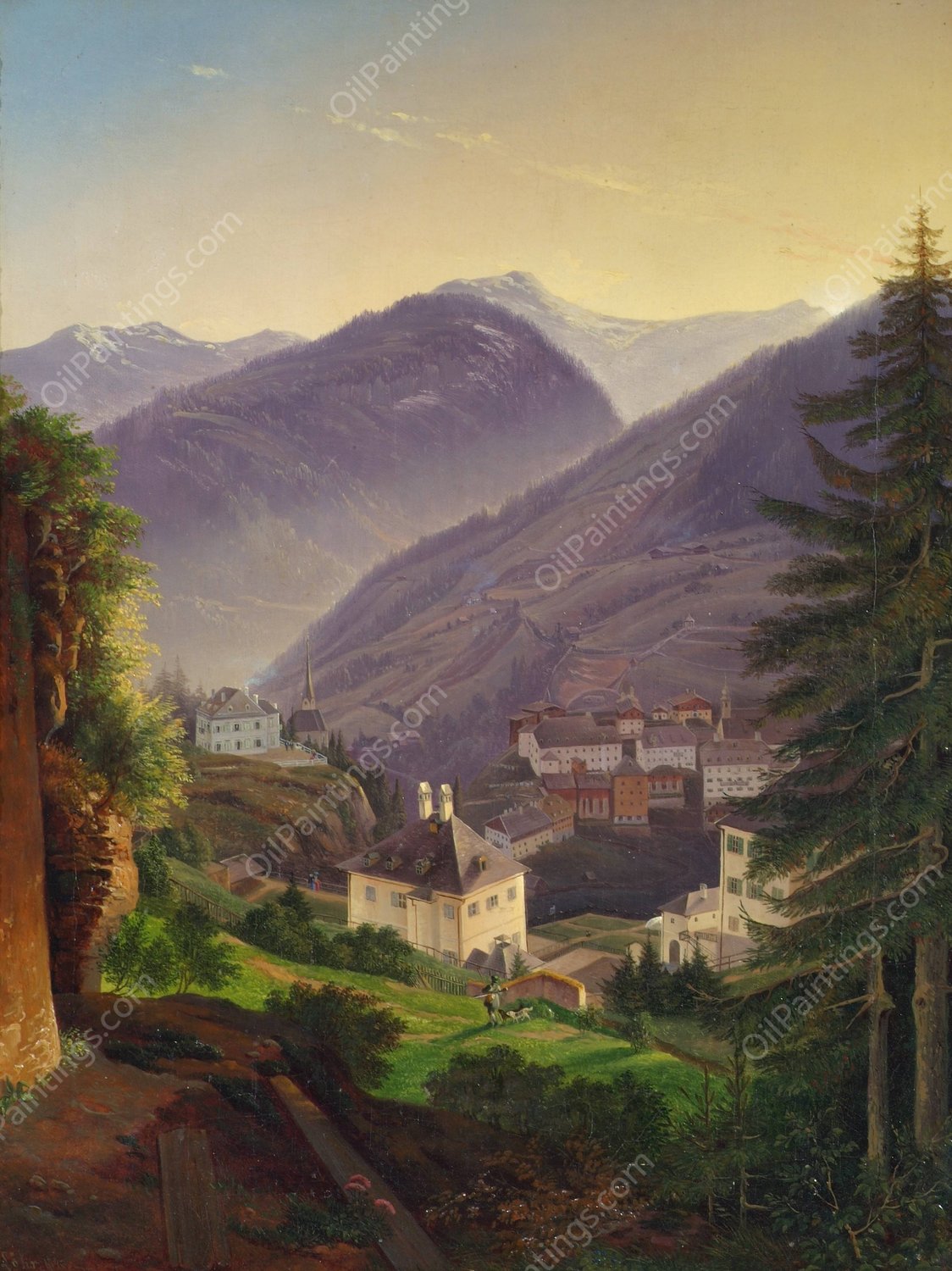 Wildbad Gastein  by Emil Ludwig Lohr - Hand-Painted Oil Painting Reproduction
