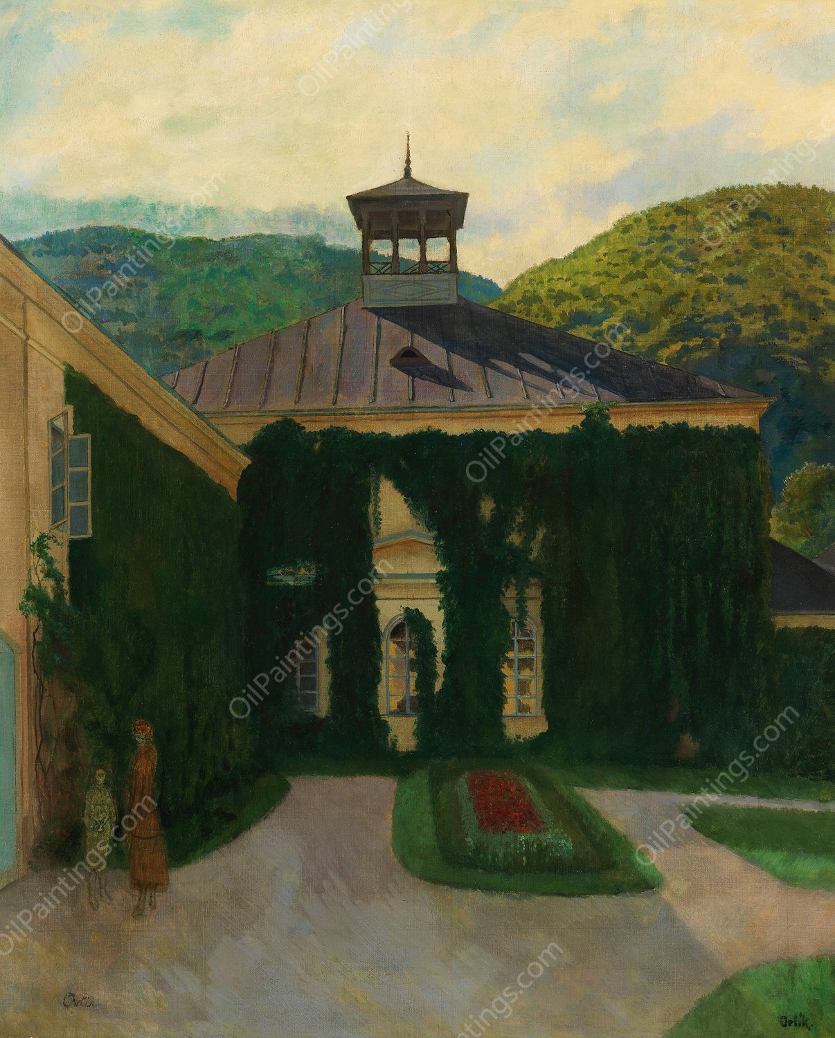 Schloss vor hugeliger Landschaft  by Emil Orlik - Hand-Painted Oil Painting Reproduction