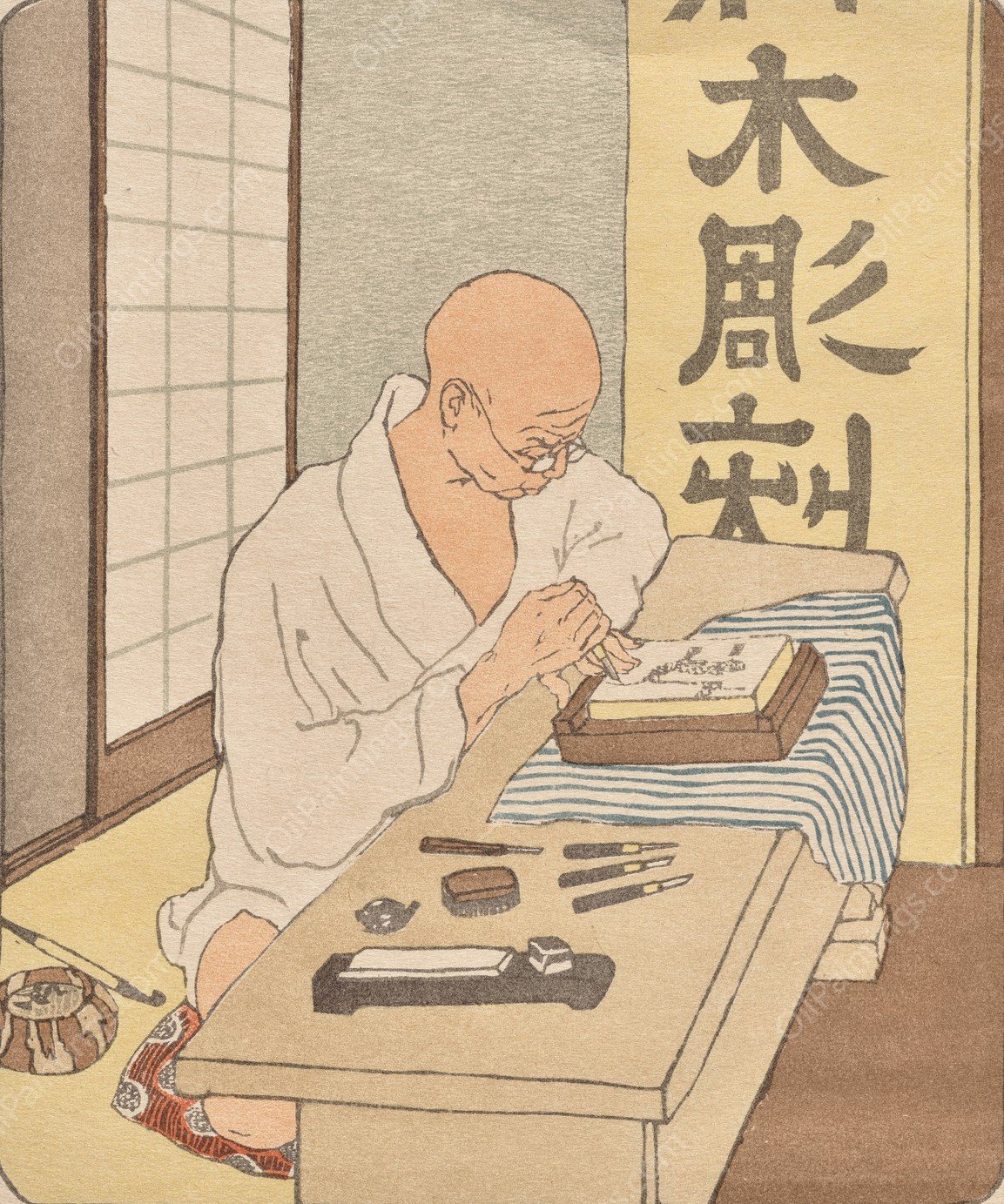 The Japanese Woodcutter  by Emil Orlik - Hand-Painted Oil Painting Reproduction