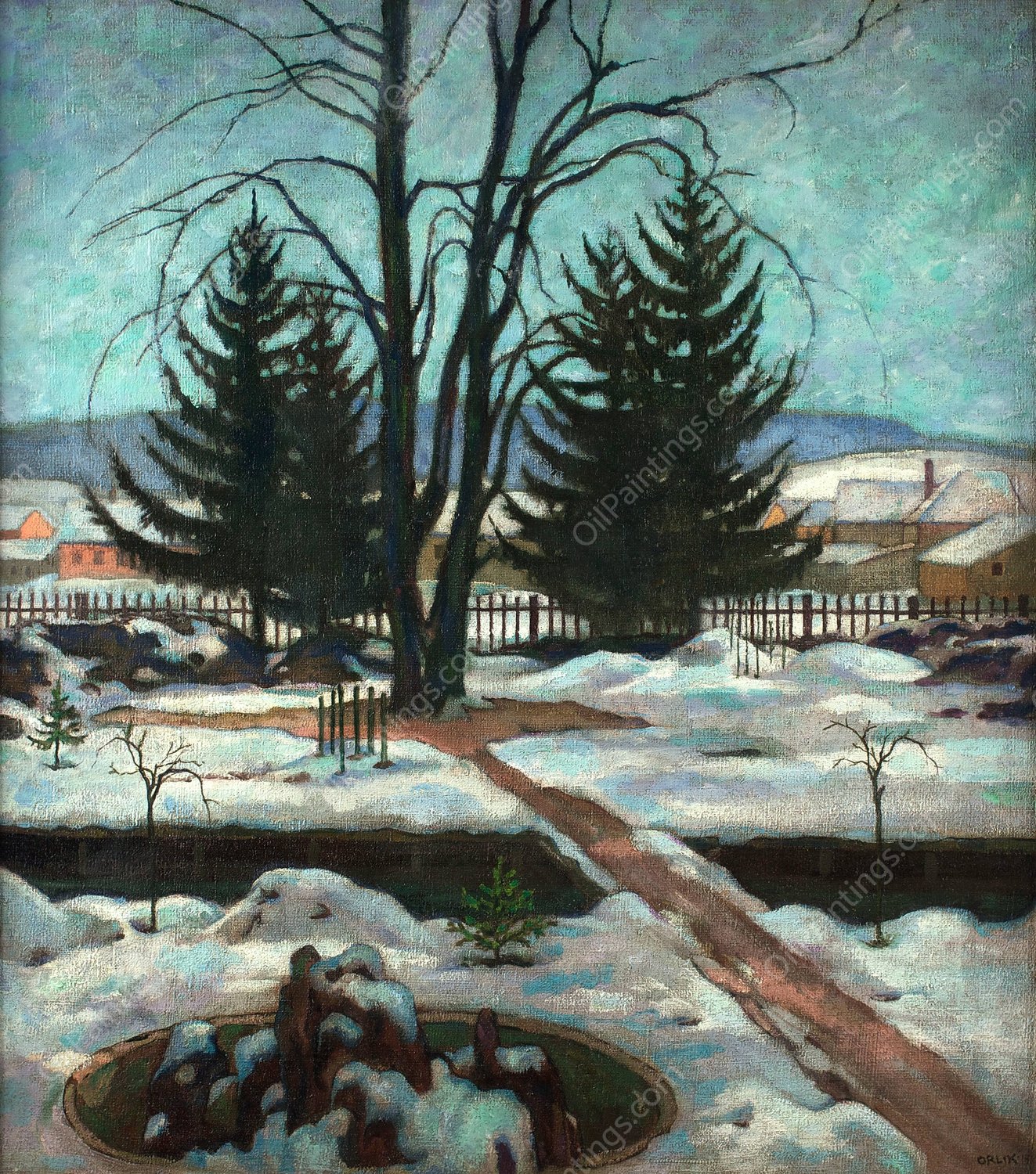 Winter  by Emil Orlik - Hand-Painted Oil Painting Reproduction