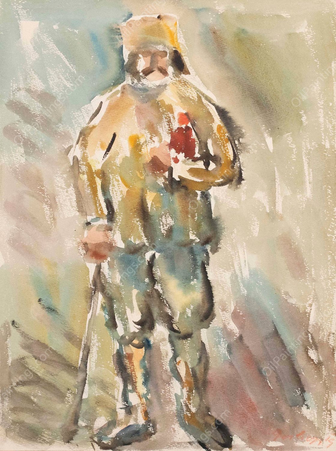 Stehender Bauer  by Emil Von Gerliczy - Hand-Painted Oil Painting Reproduction