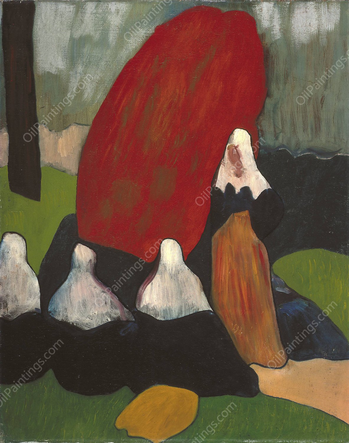 Breton Women with Seaweed  by Emile Bernard - Hand-Painted Oil Painting Reproduction