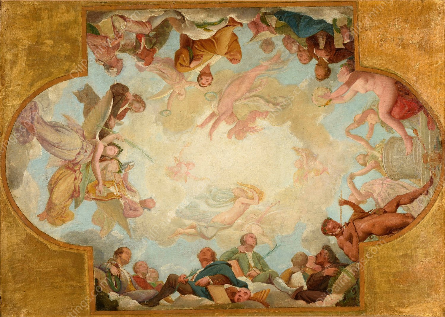 Decor plafonnant dedie a la Comedie  by Emile Bin - Hand-Painted Oil Painting Reproduction