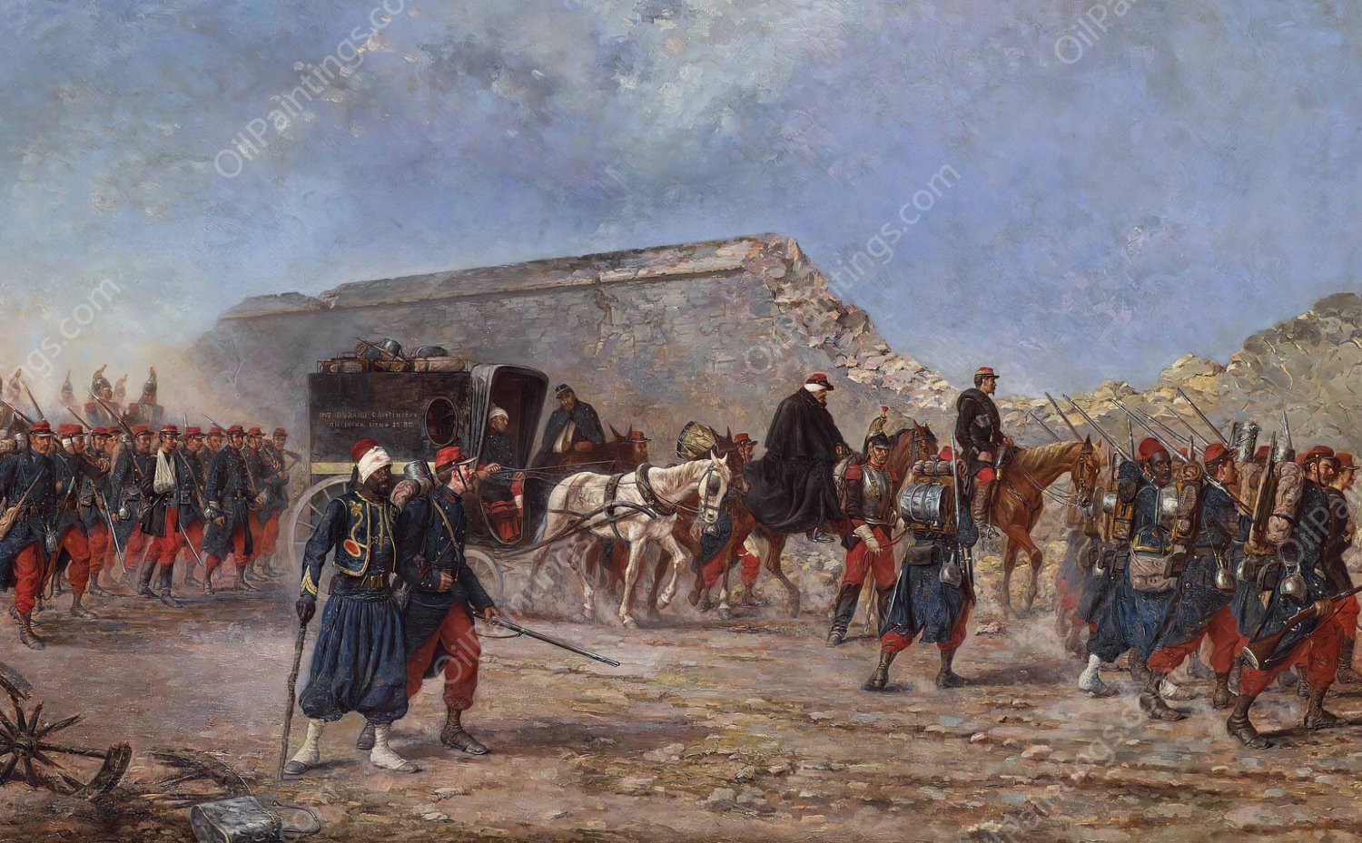 The Day After The battle Of FrOschwiller, August 1870 by Emile Brisset - Hand-Painted Oil Painting Reproduction