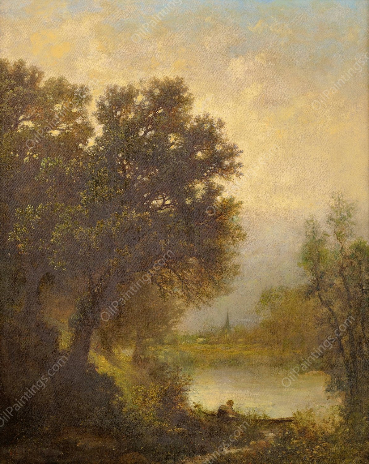 Securing The Boat by Emile Charles Lambinet - Hand-Painted Oil Painting Reproduction