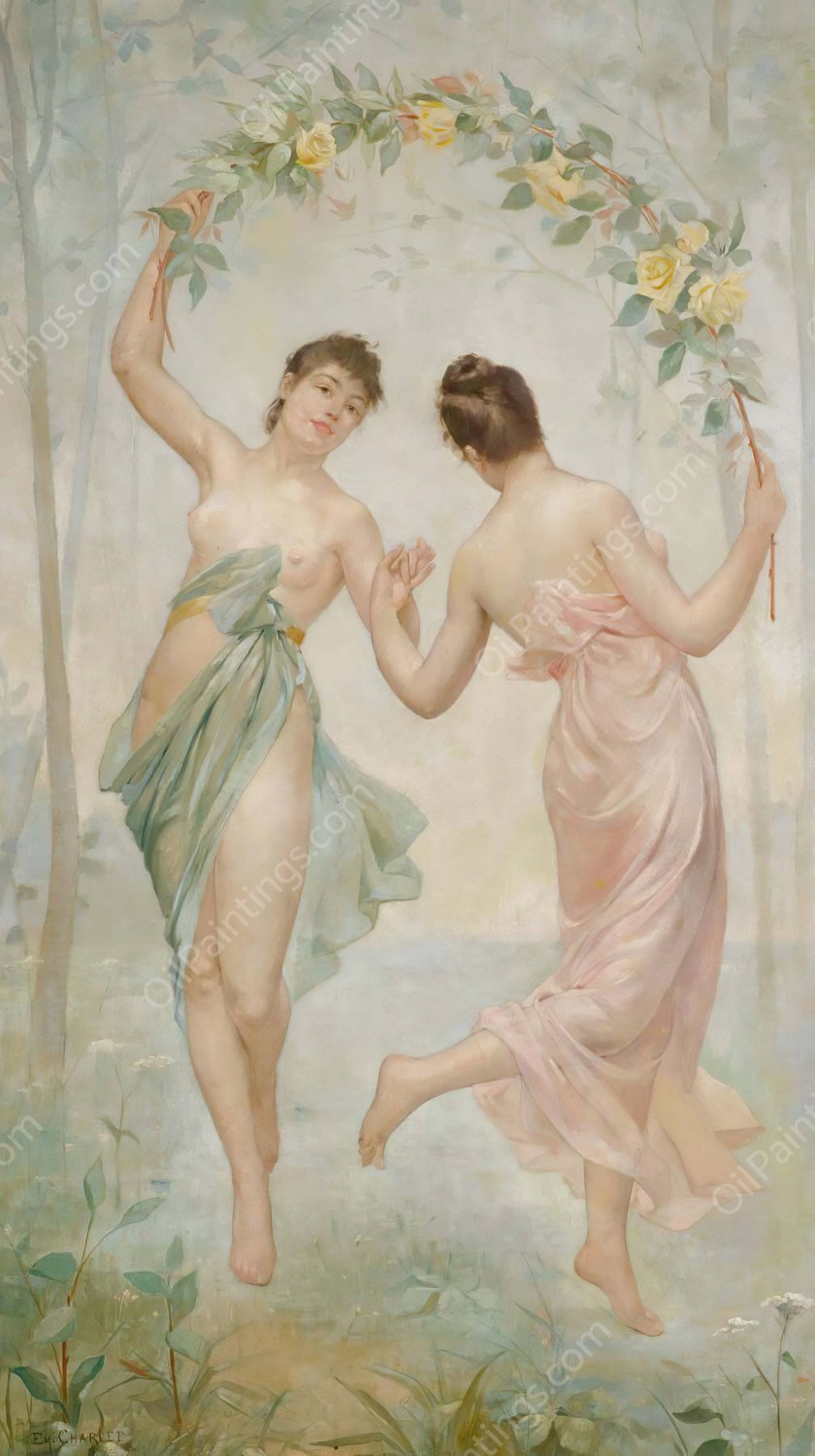 Dancing Nymphs by Emile Charlet - Hand-Painted Oil Painting Reproduction