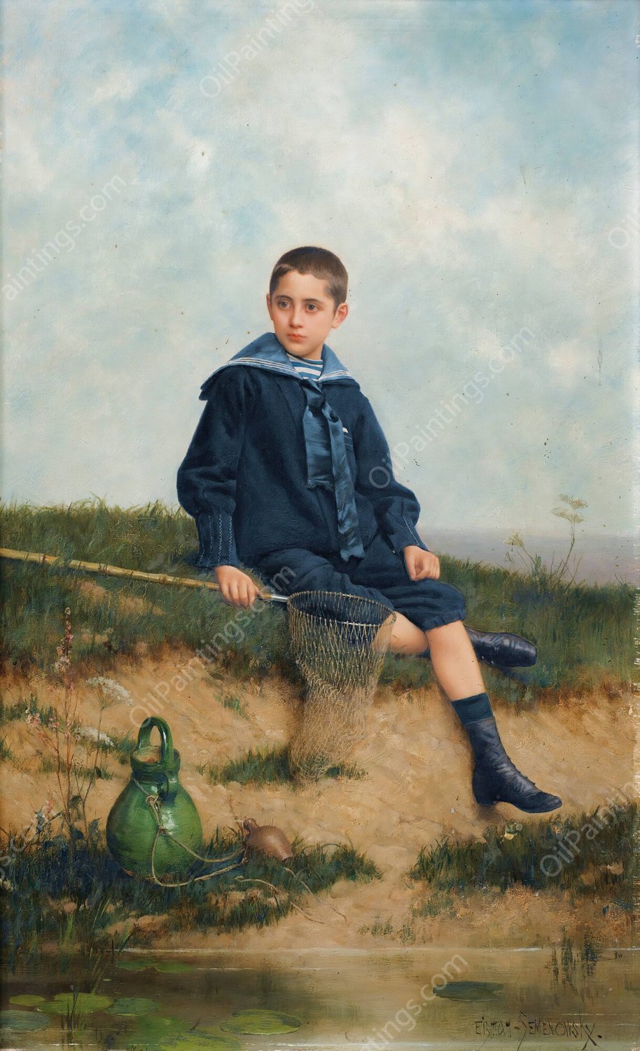 The little fisherman  by Emile Eisman-Semenowsky - Hand-Painted Oil Painting Reproduction