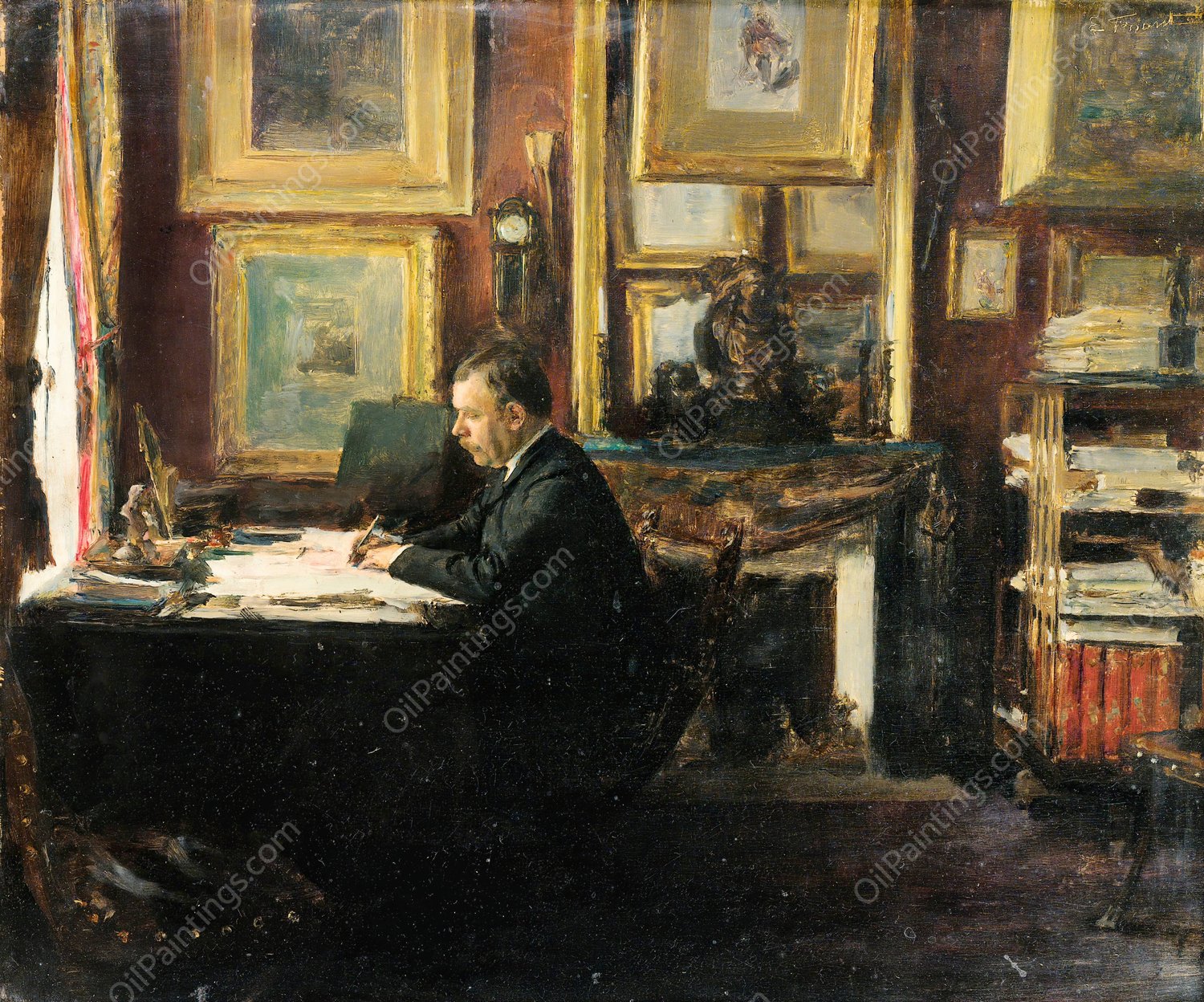 Comedian Constant Coquelin Aka Coquelin Aine In His Study by Emile Friant - Hand-Painted Oil Painting Reproduction