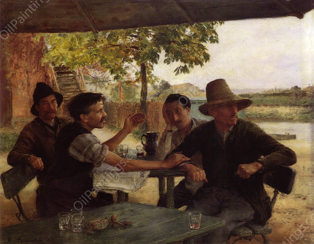 Discussion Politique by Emile Friant - Hand-Painted Oil Painting Reproduction