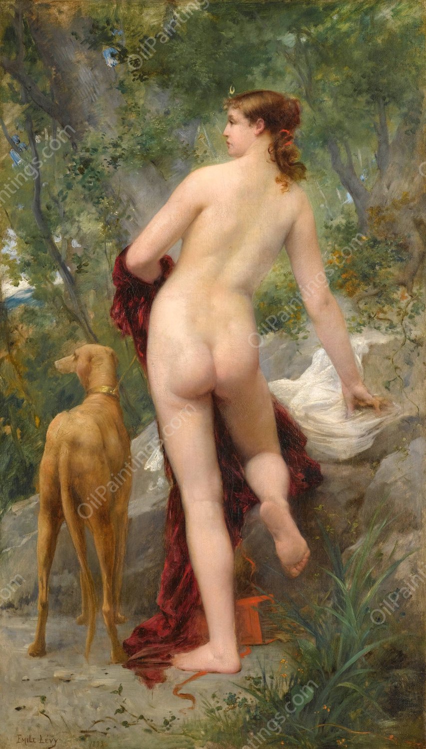 Diane Dans La Foret  by Emile Levy - Hand-Painted Oil Painting Reproduction