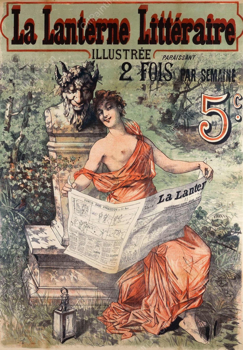 La Lanterne Litteraire  by Emile Levy - Hand-Painted Oil Painting Reproduction