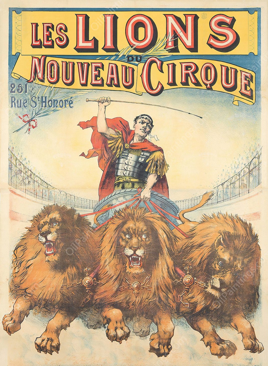 Les Lions, Nouveau Cirque  by Emile Levy - Hand-Painted Oil Painting Reproduction