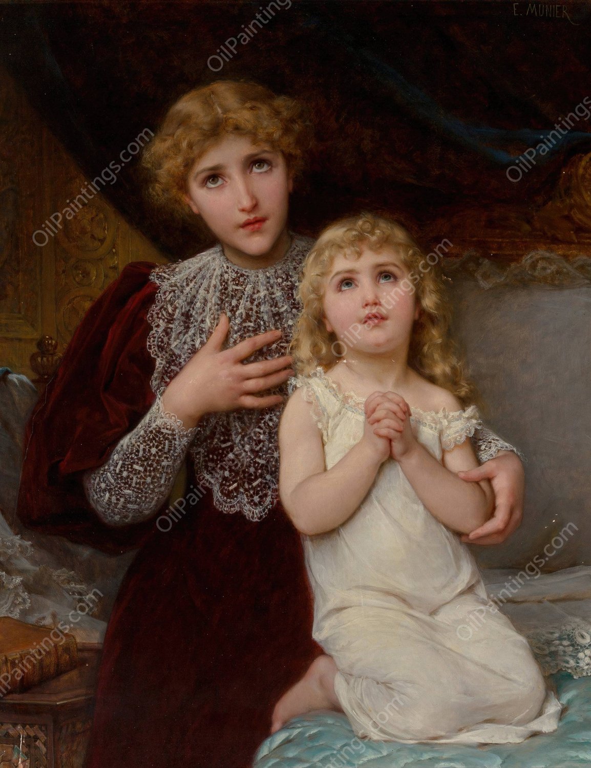 Evening prayer  by Emile Munier - Hand-Painted Oil Painting Reproduction