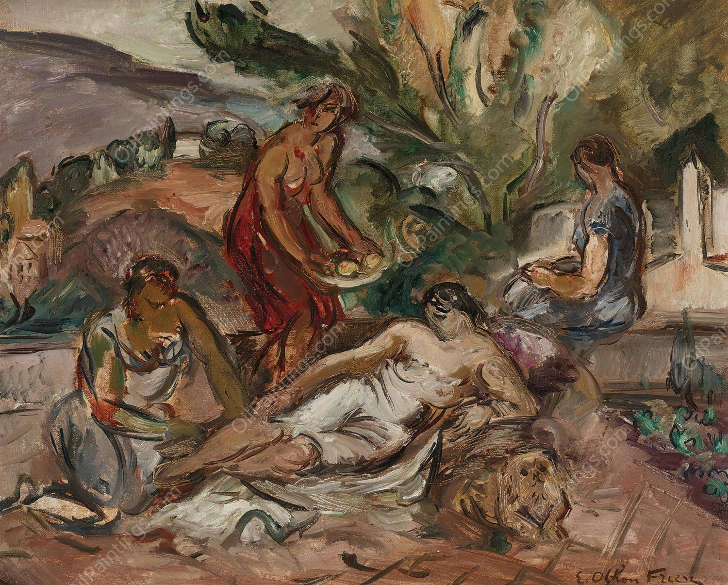 Les Baigneuses  by Emile Othon Friesz - Hand-Painted Oil Painting Reproduction